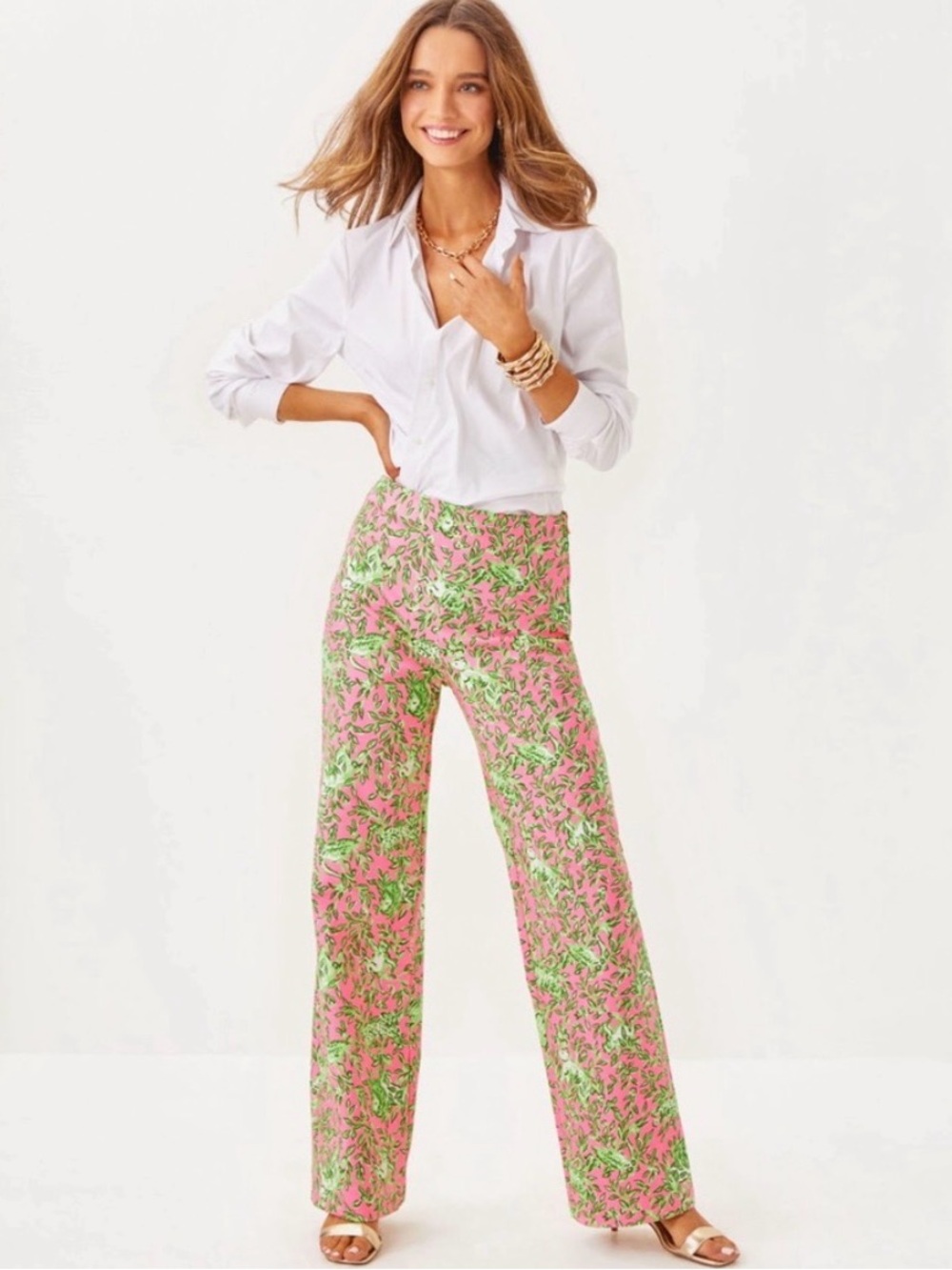 NWT Lilly Pulitzer Ellamarie Stretch Pants Rousseau Pink Mane Character Energy 6
